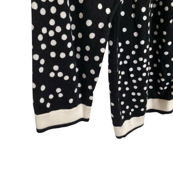 Talbots Sweater Top Womens Size L Black White Polkadot Button Front Long Sleeve - Picture 4 of 11